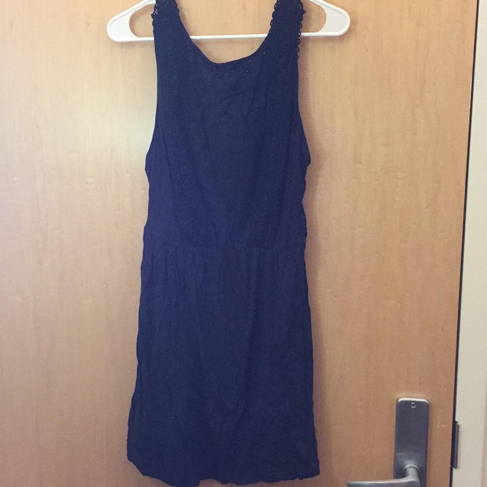 Navy blue dress with lace straps